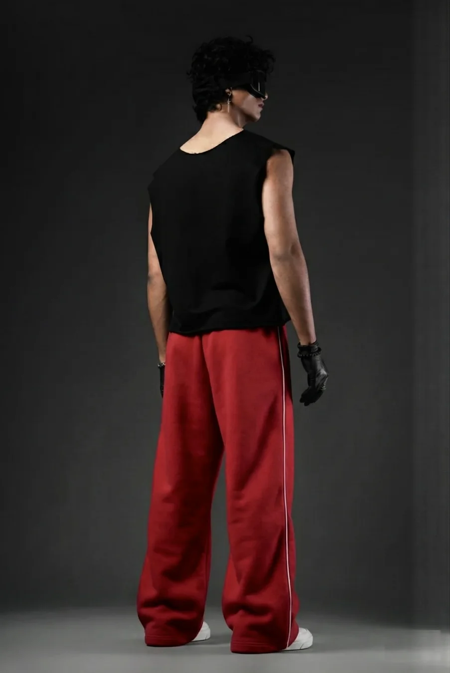 Crimson Riot baggy unisex Pants white pipine - Image 3