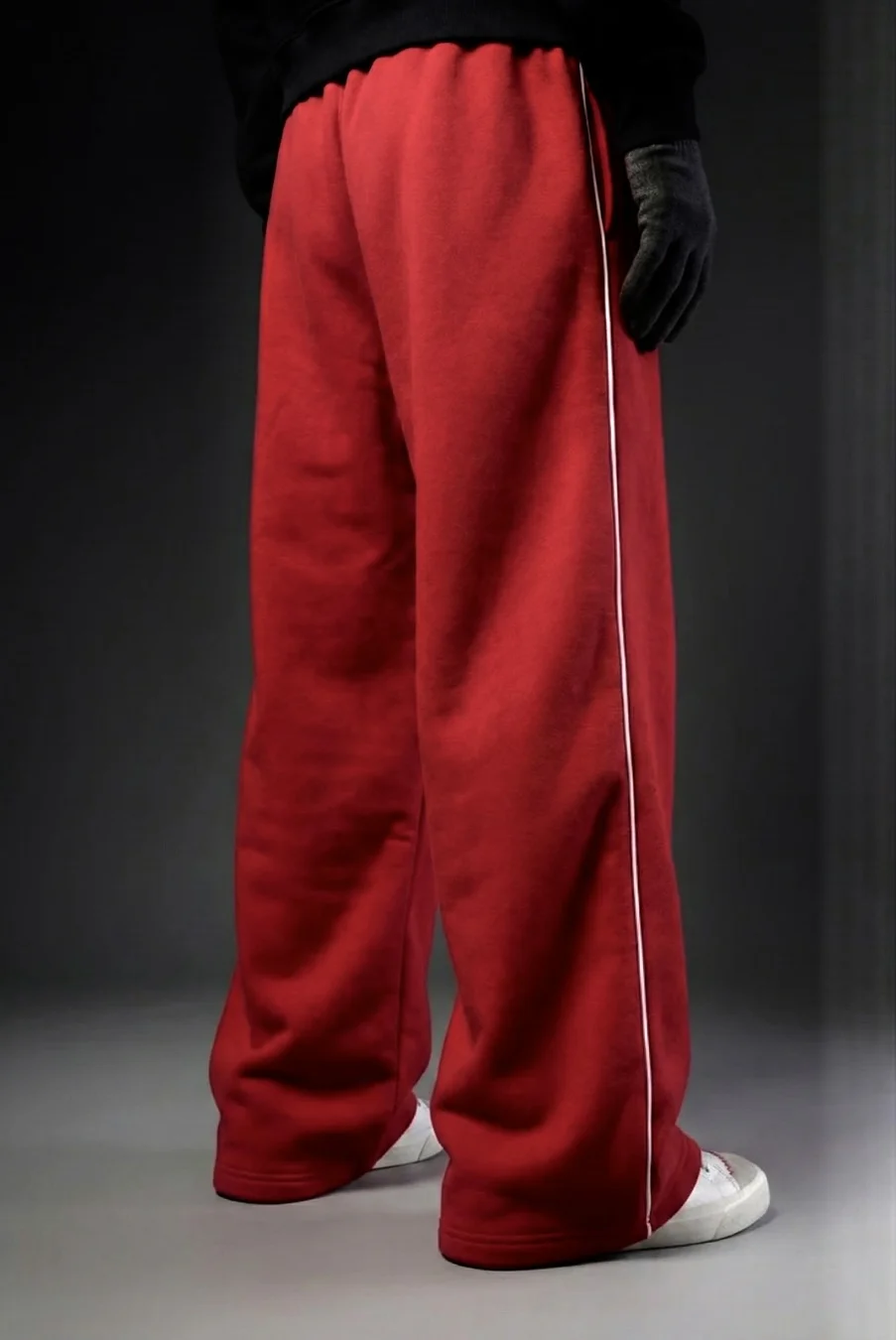 Crimson Riot baggy unisex Pants white pipine - Image 4