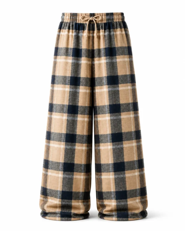 Leg Days Cozy Wide-Legs – Brown Check