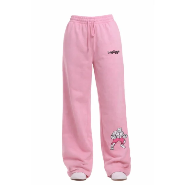 Blush Pink Embroidered Kitty Lounge Pants