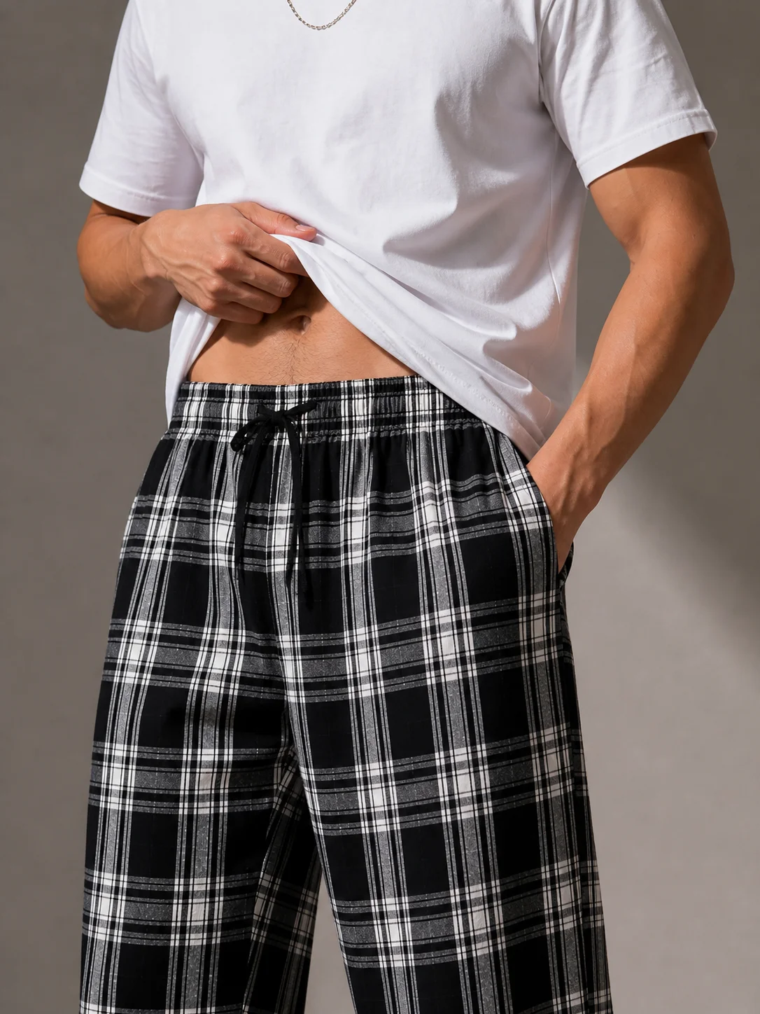 Unisex Baggy Classic Check Lower – Black/White - Image 5