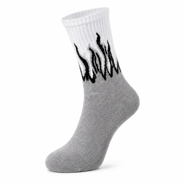 Smoke Fade Flame Socks – Grey & White