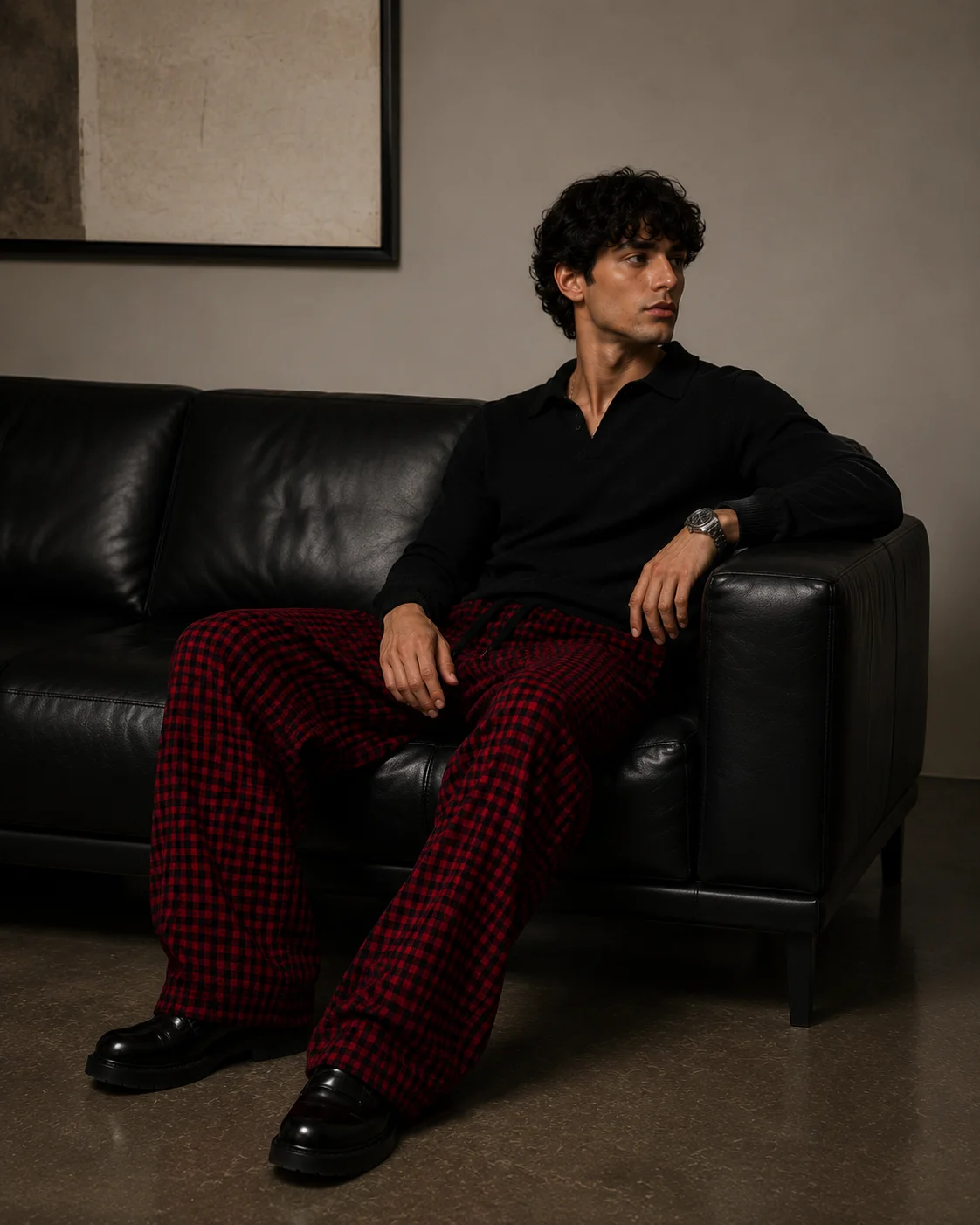 Red Check Baggy Lounge Pants – Limited Edition - Image 4