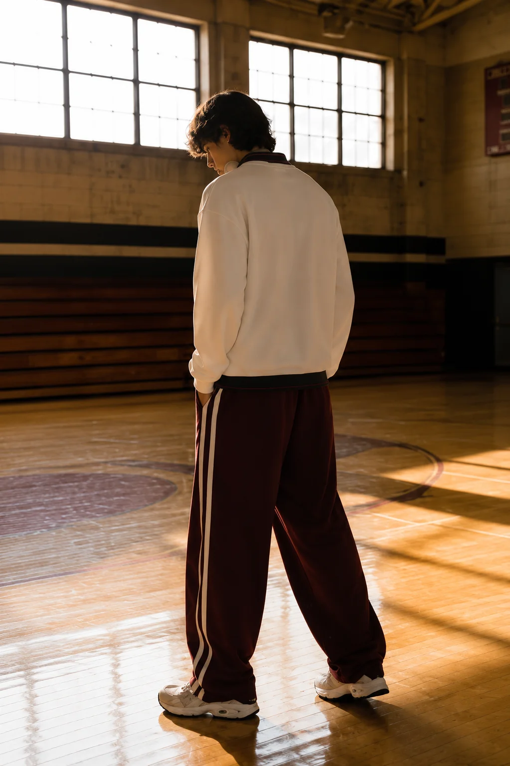 Maroon Varsity Stripe Track Pants - Image 5