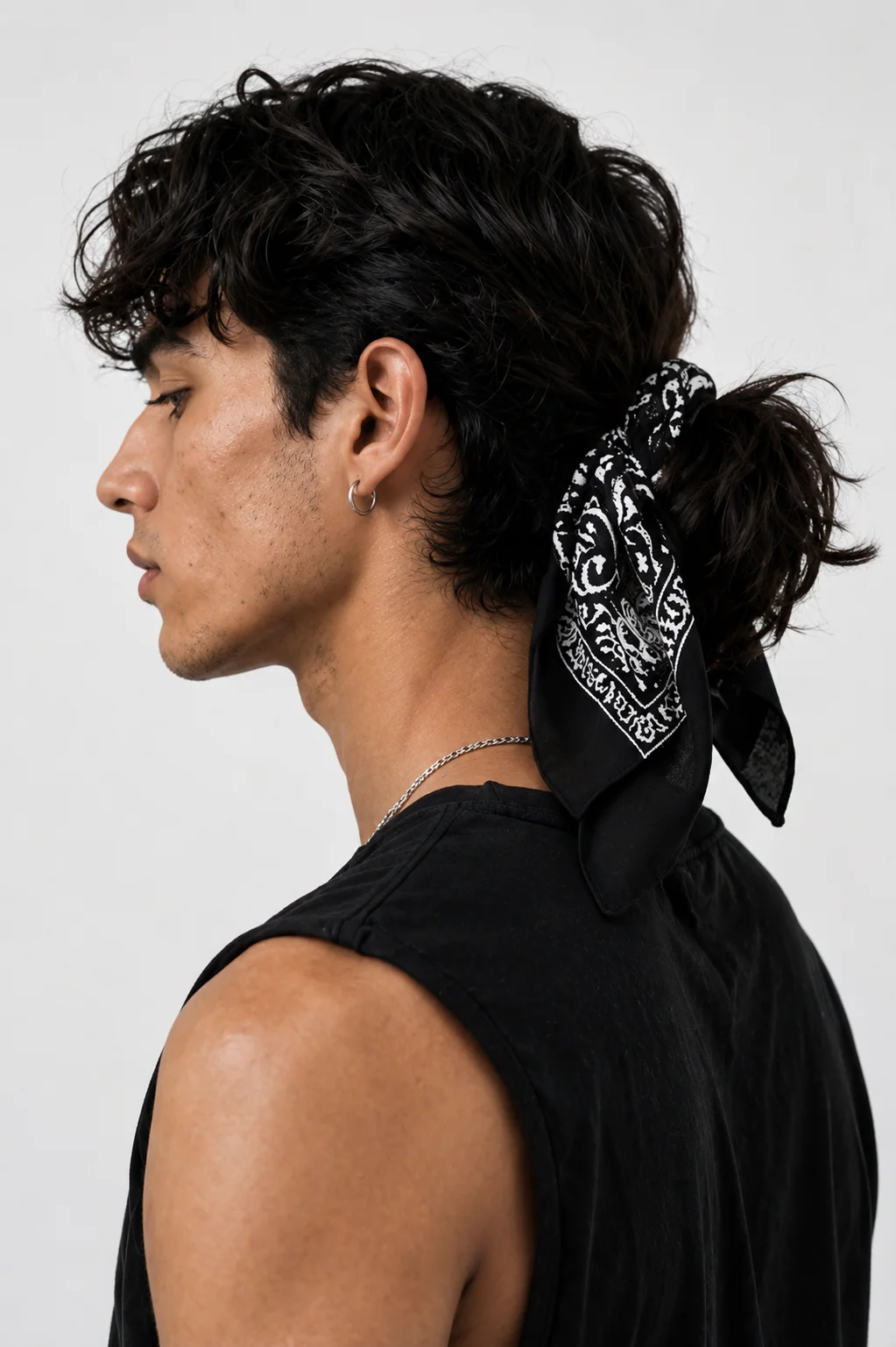 Obsidian Bandana – Premium Cotton Paisley Bandana (Black) - Image 2
