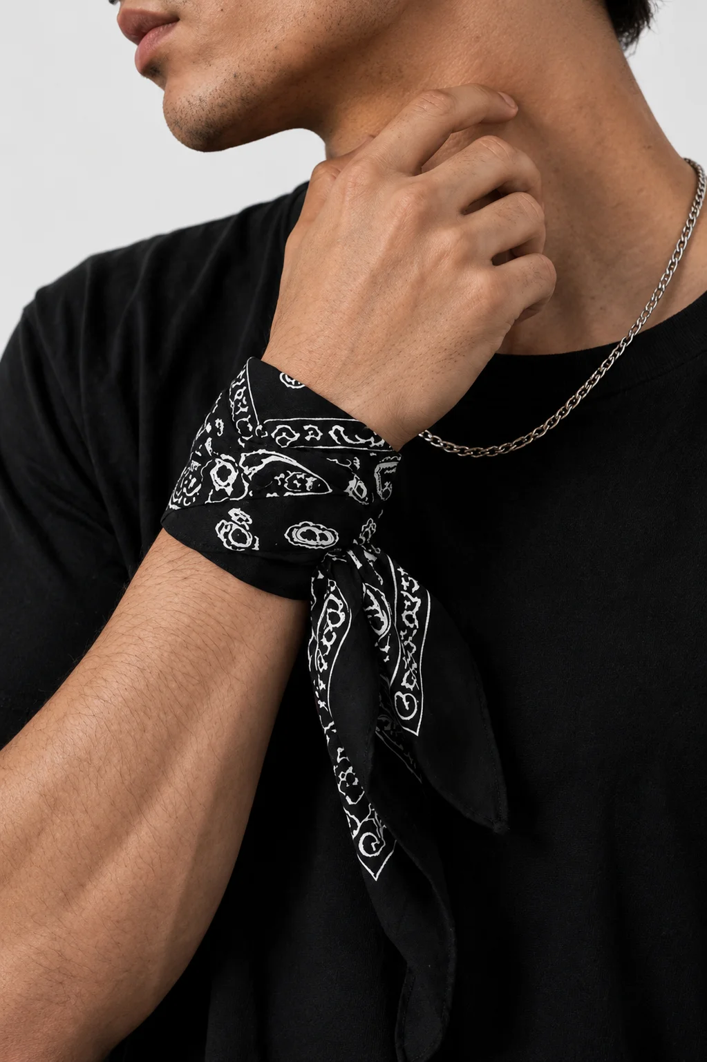 Obsidian Bandana – Premium Cotton Paisley Bandana (Black) - Image 3