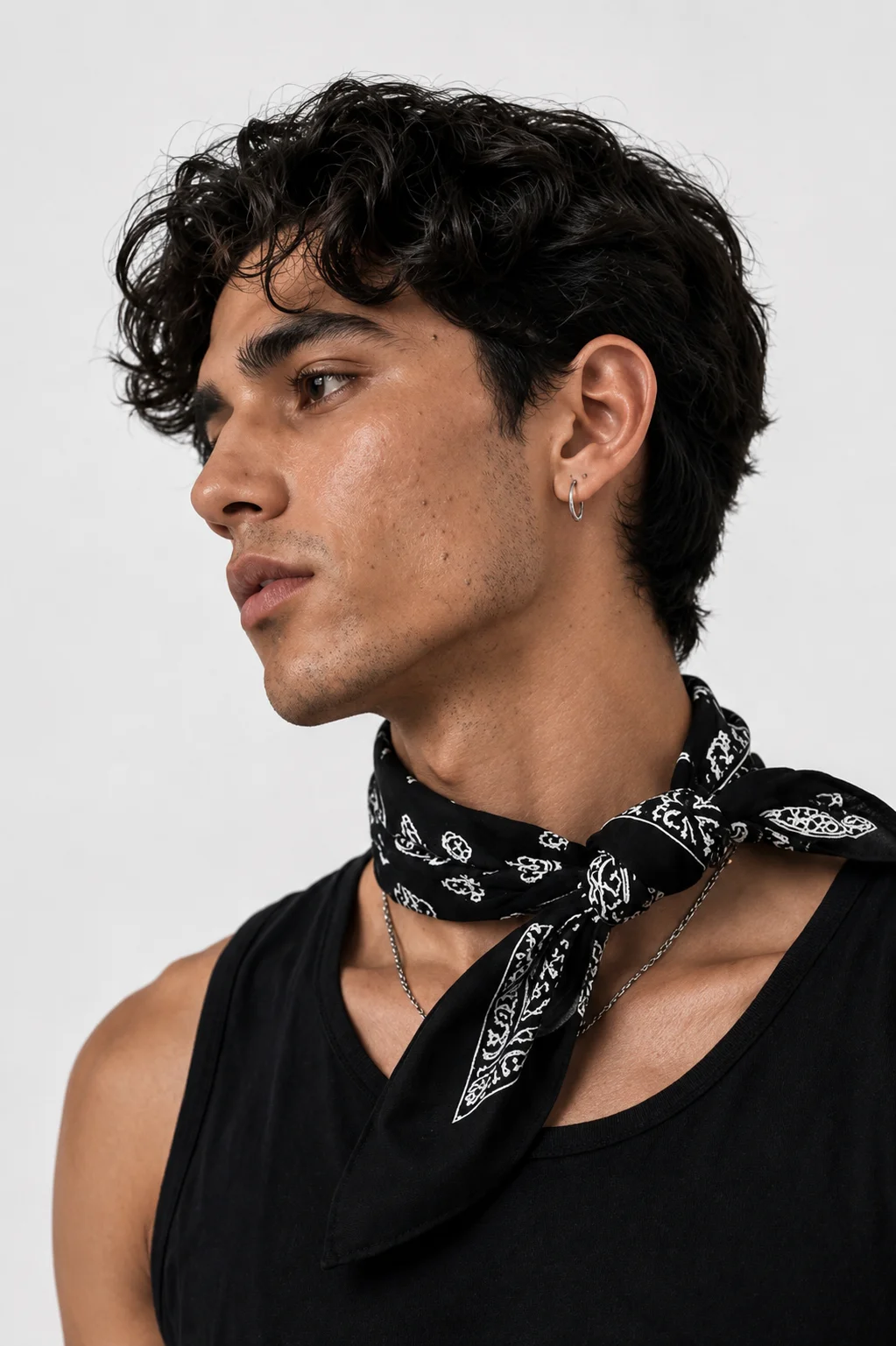 Obsidian Bandana – Premium Cotton Paisley Bandana (Black) - Image 4