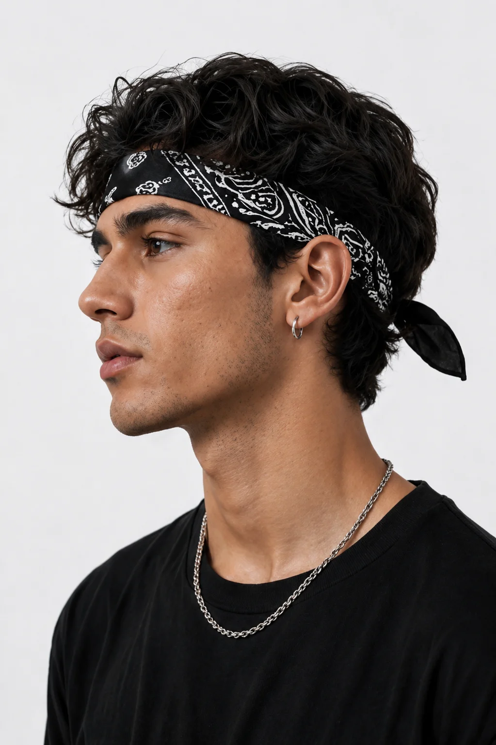 Obsidian Bandana – Premium Cotton Paisley Bandana (Black) - Image 5