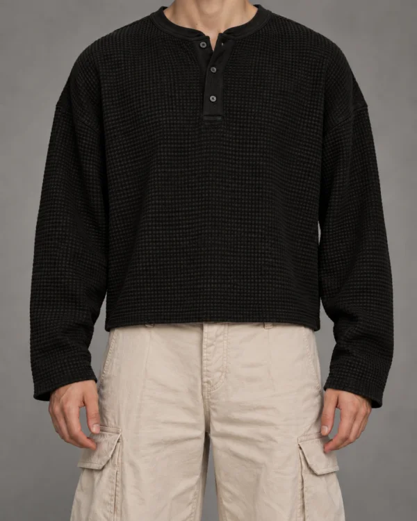 LegDays Drift Waffle Henley — Black