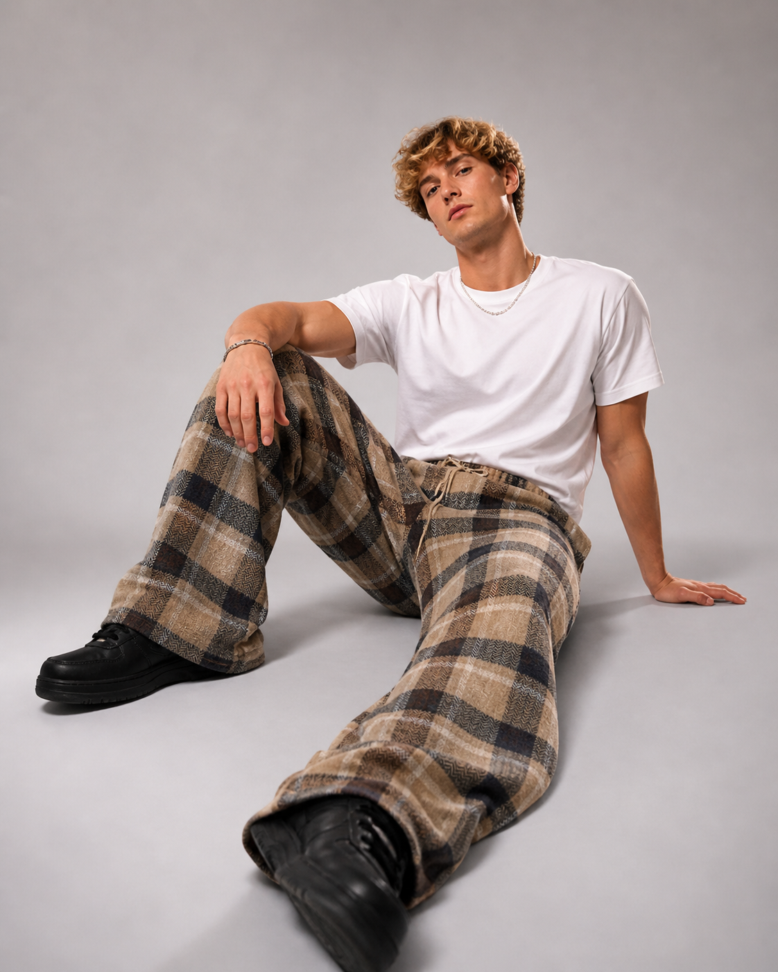 Leg Days Cozy Wide-Legs – Brown Check - Image 5