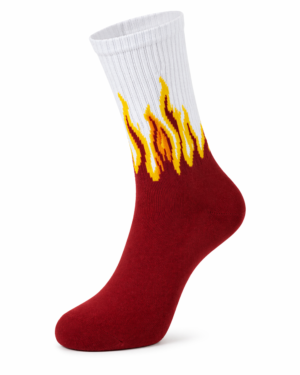 Crimson Heat Flame Socks – Red & White