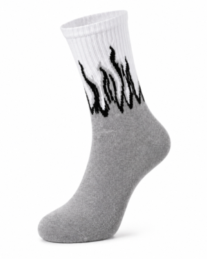 Smoke Fade Flame Socks – Grey & White