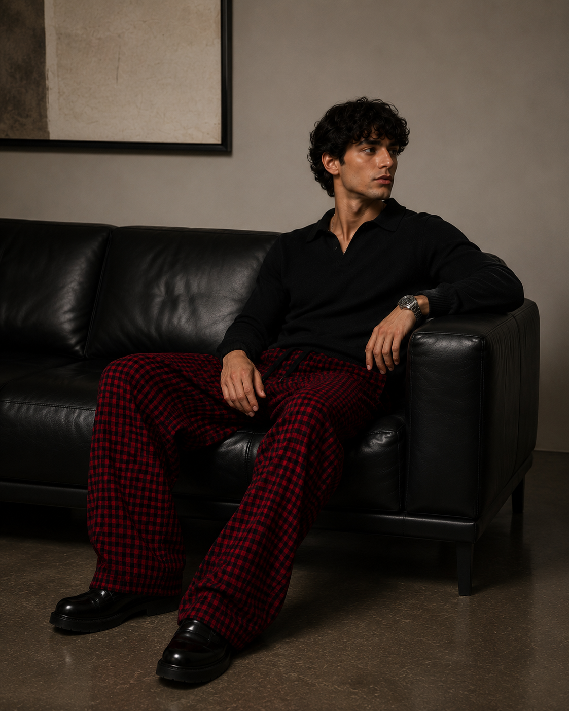 Red Check Baggy Lounge Pants – Limited Edition - Image 4