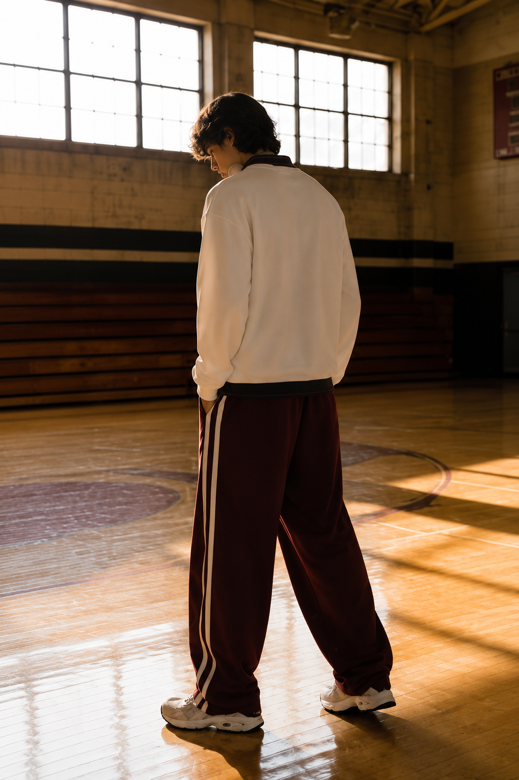 Maroon Varsity Stripe Track Pants - Image 5