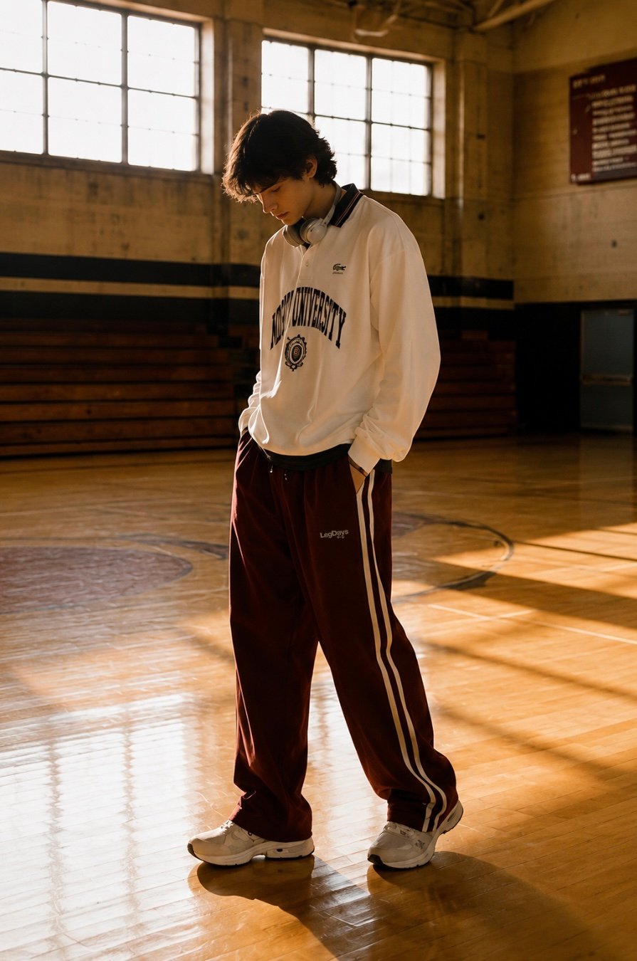 Maroon Varsity Stripe Track Pants - Image 3