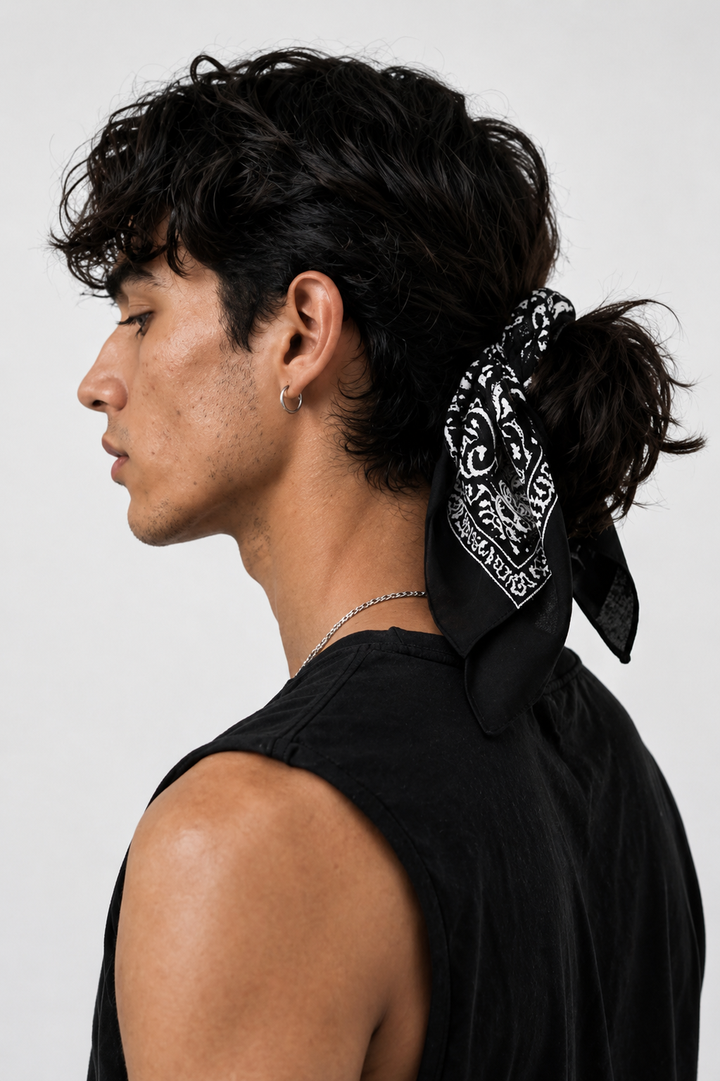 Obsidian Bandana – Premium Cotton Paisley Bandana (Black) - Image 2