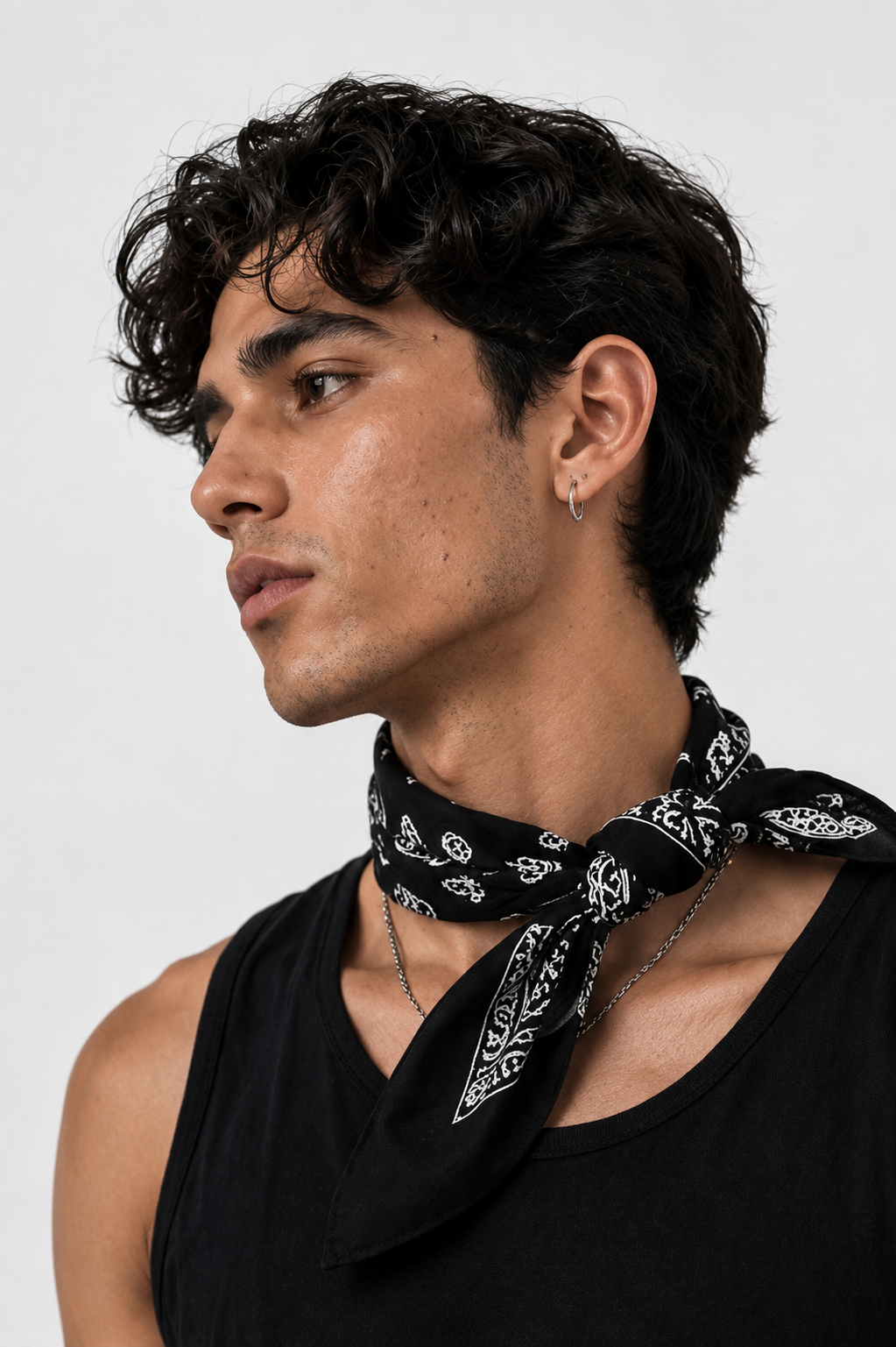 Obsidian Bandana – Premium Cotton Paisley Bandana (Black) - Image 4