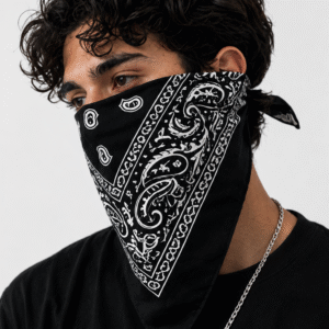 Obsidian Bandana – Premium Cotton Paisley Bandana (Black)