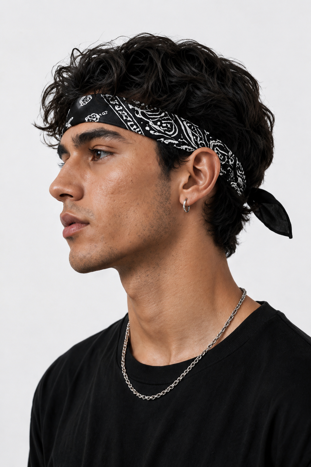 Obsidian Bandana – Premium Cotton Paisley Bandana (Black) - Image 5