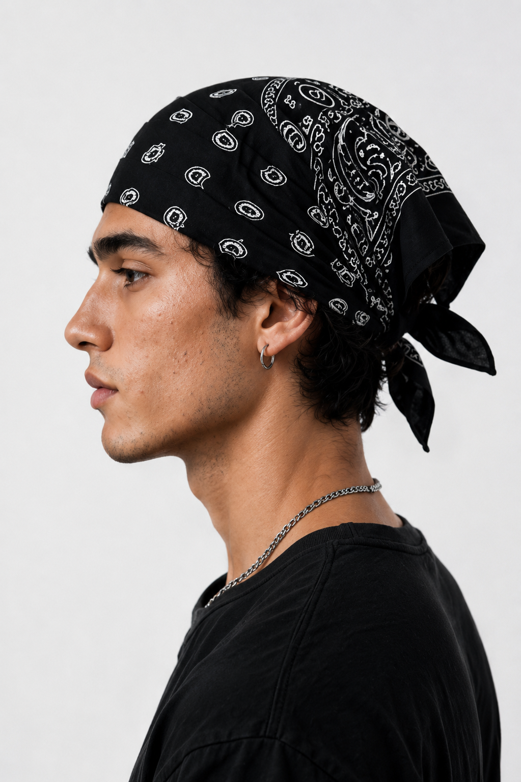Obsidian Bandana – Premium Cotton Paisley Bandana (Black) - Image 7