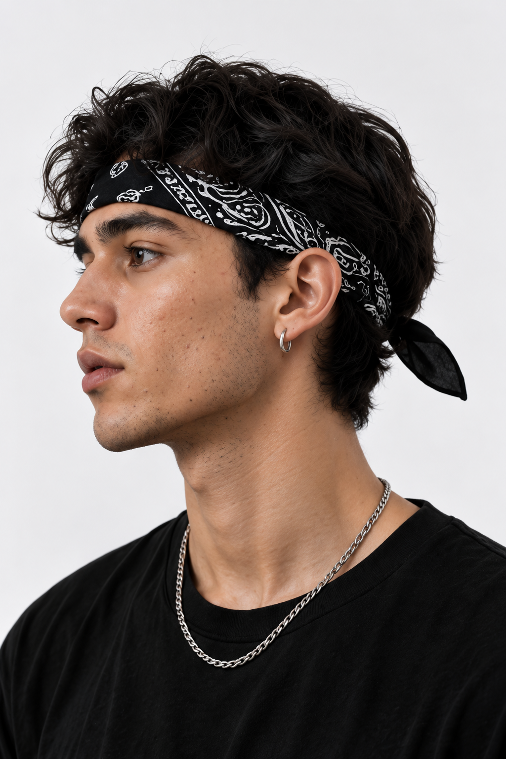 Obsidian Bandana – Premium Cotton Paisley Bandana (Black) - Image 6