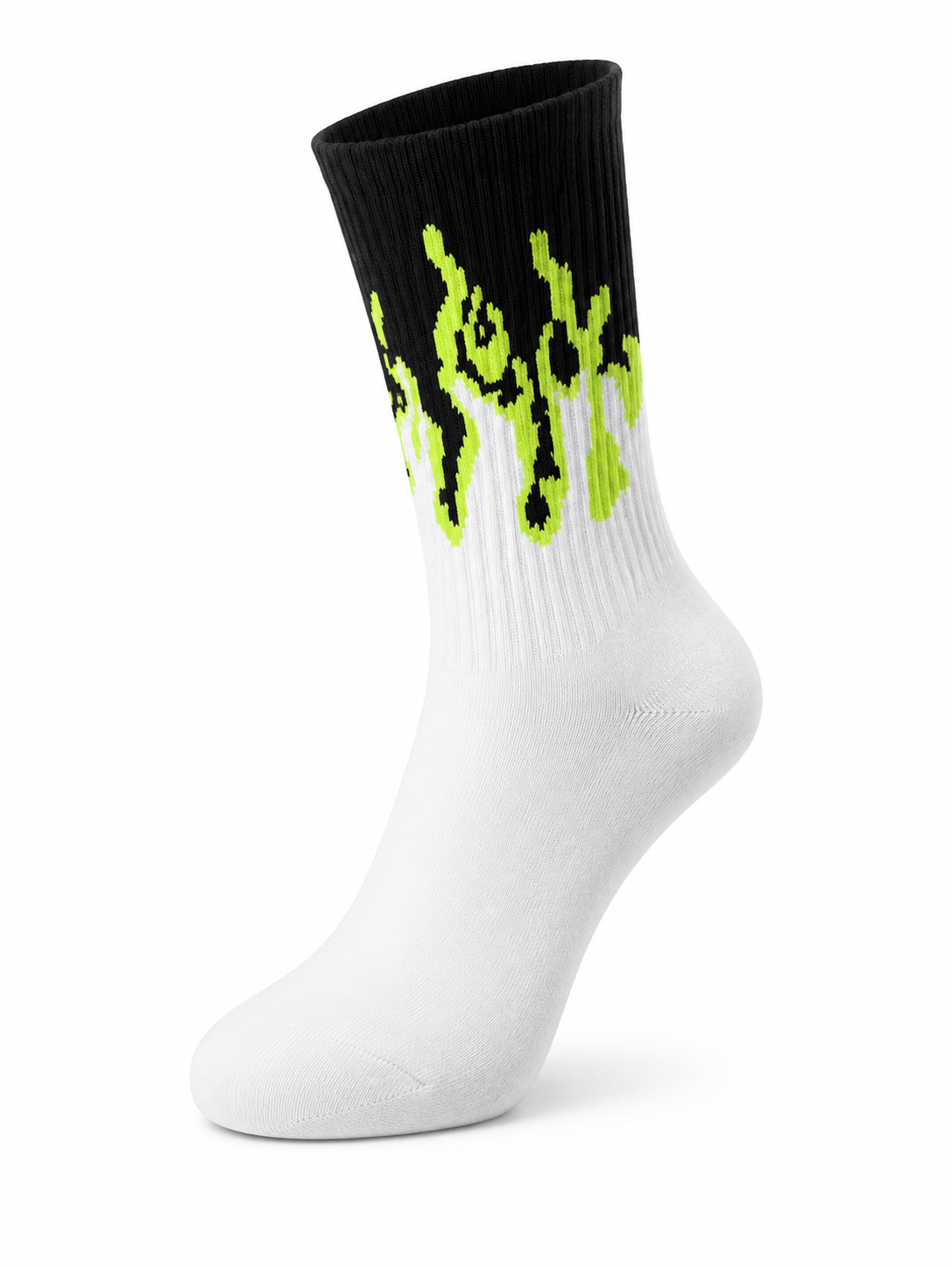 Toxic Flame Socks – White & Neon Green | Special Edition