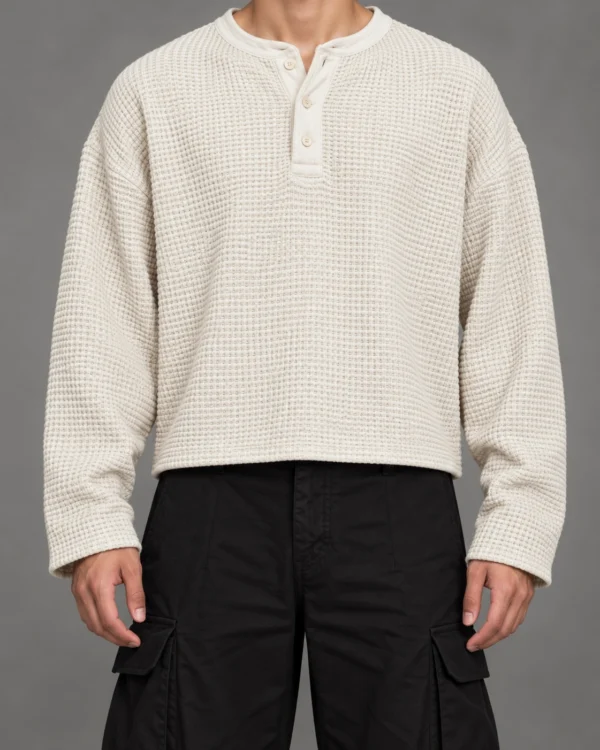 LegDays Drift Waffle Henley — White