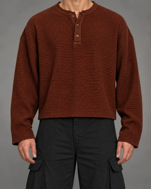 LegDays Drift Waffle Henley — Coffee