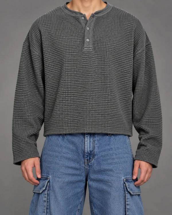 LegDays Drift Waffle Henley — Grey